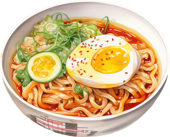 Watercolor ramen illustration